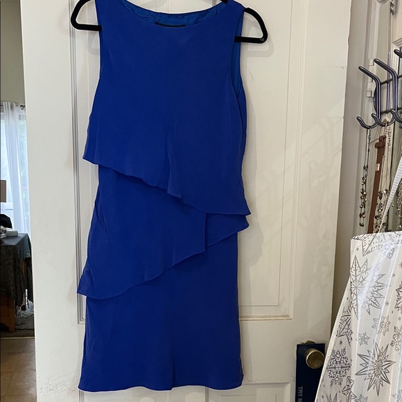 Elegant Blue Silk Layered Women's Dress - Picture 2 of 4